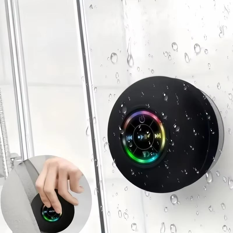 AquaBeat Mini: Waterproof LED Bluetooth Speaker with Powerful Sound & Suction Cup Mount